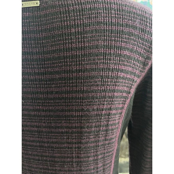 Prana Kelland Wool Blend Plum Burgundy Stripe Sweater Knit Long Sleeves Medium - Picture 9 of 12